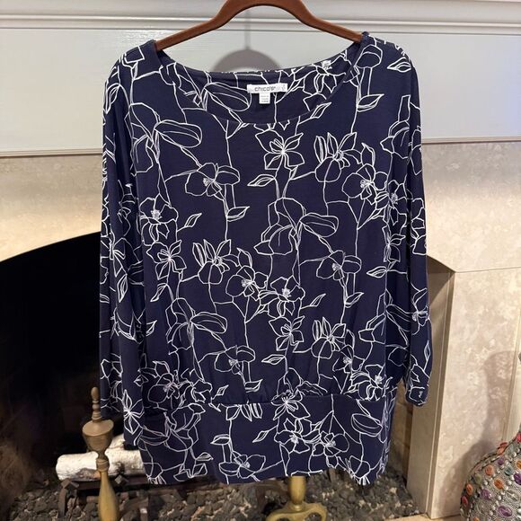 Chico’s The Touch of Cool™ Floral Banded Hem Tee Size XL - Picture 2 of 8